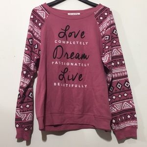 Love Dream Live Pink Tribal Boho Graphic Sweater